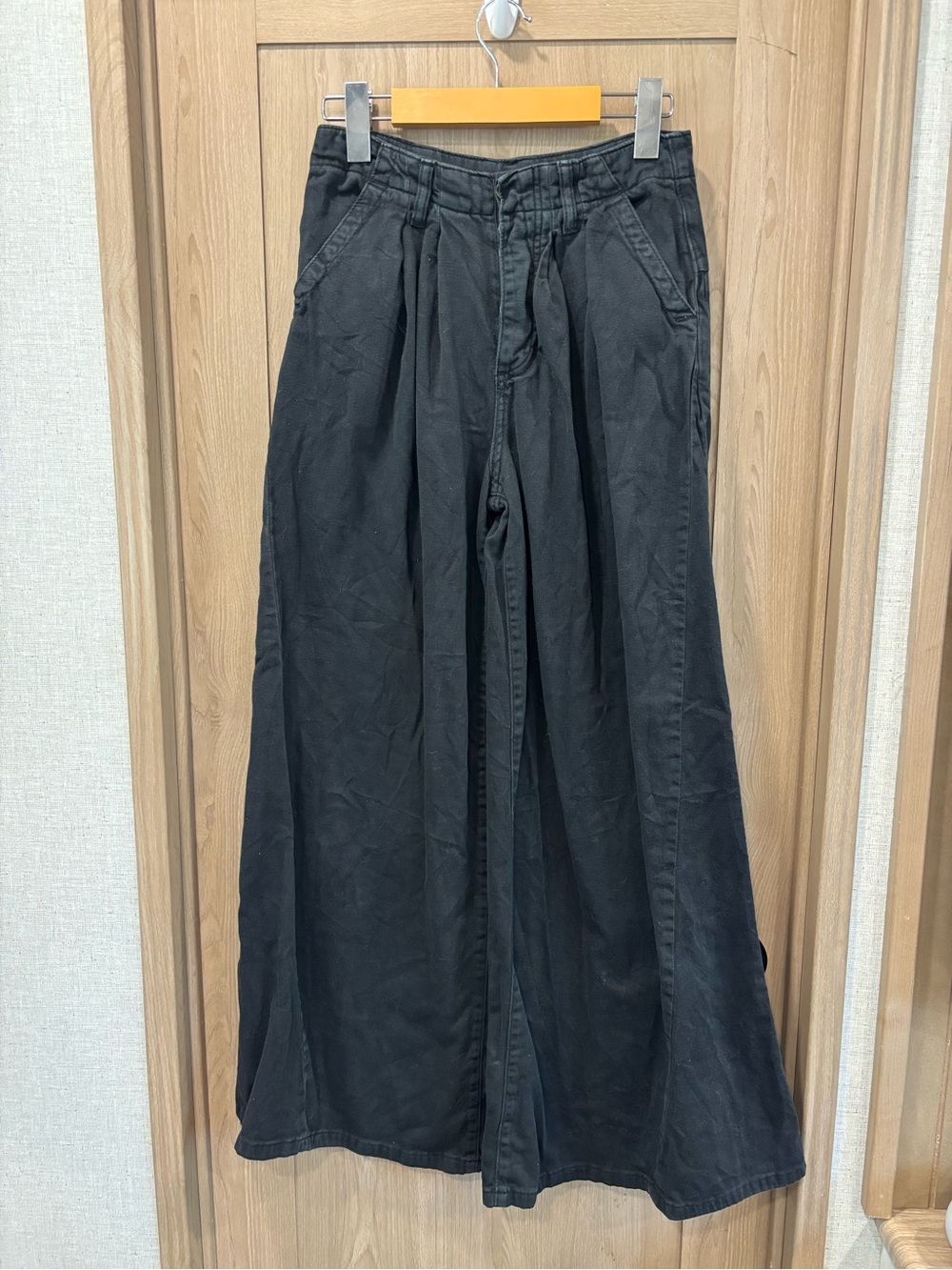 Free People Wide Leg Pants Size 0 Washed Black Cotton